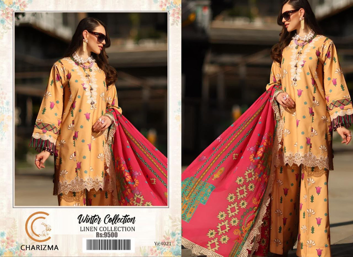 Charizma Mustard Linen Suit (Ya:4021)